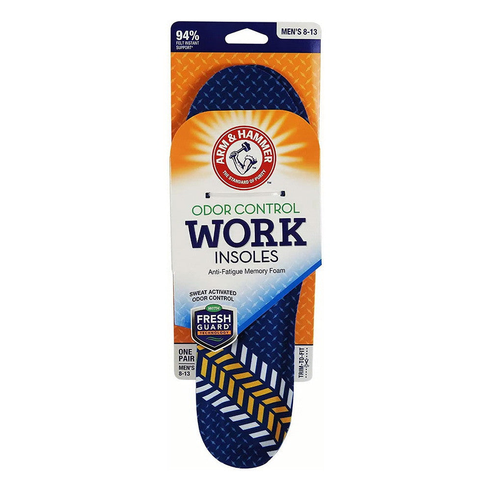 Arm & Hammer Memory Foam Work Insoles Men Size 8-13, 1 pair